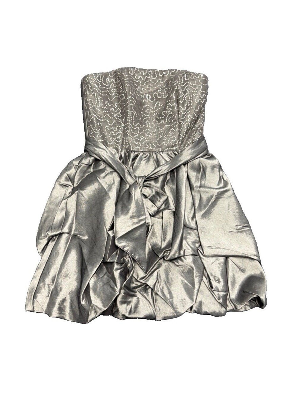 Jessica McClintock Gunne Sax Gray Sequin Strapless Bubble Dress XS Sz 3